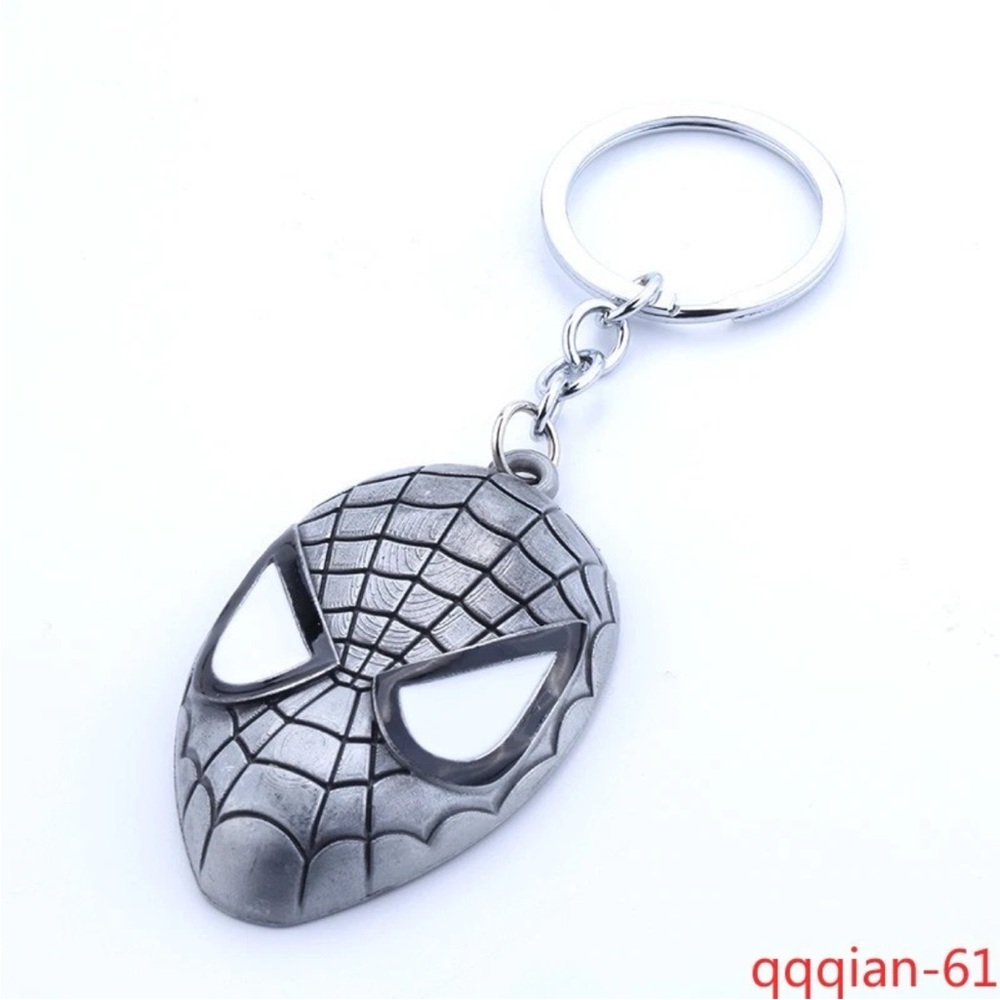 Spider-Man Style Silver Mask Keychain